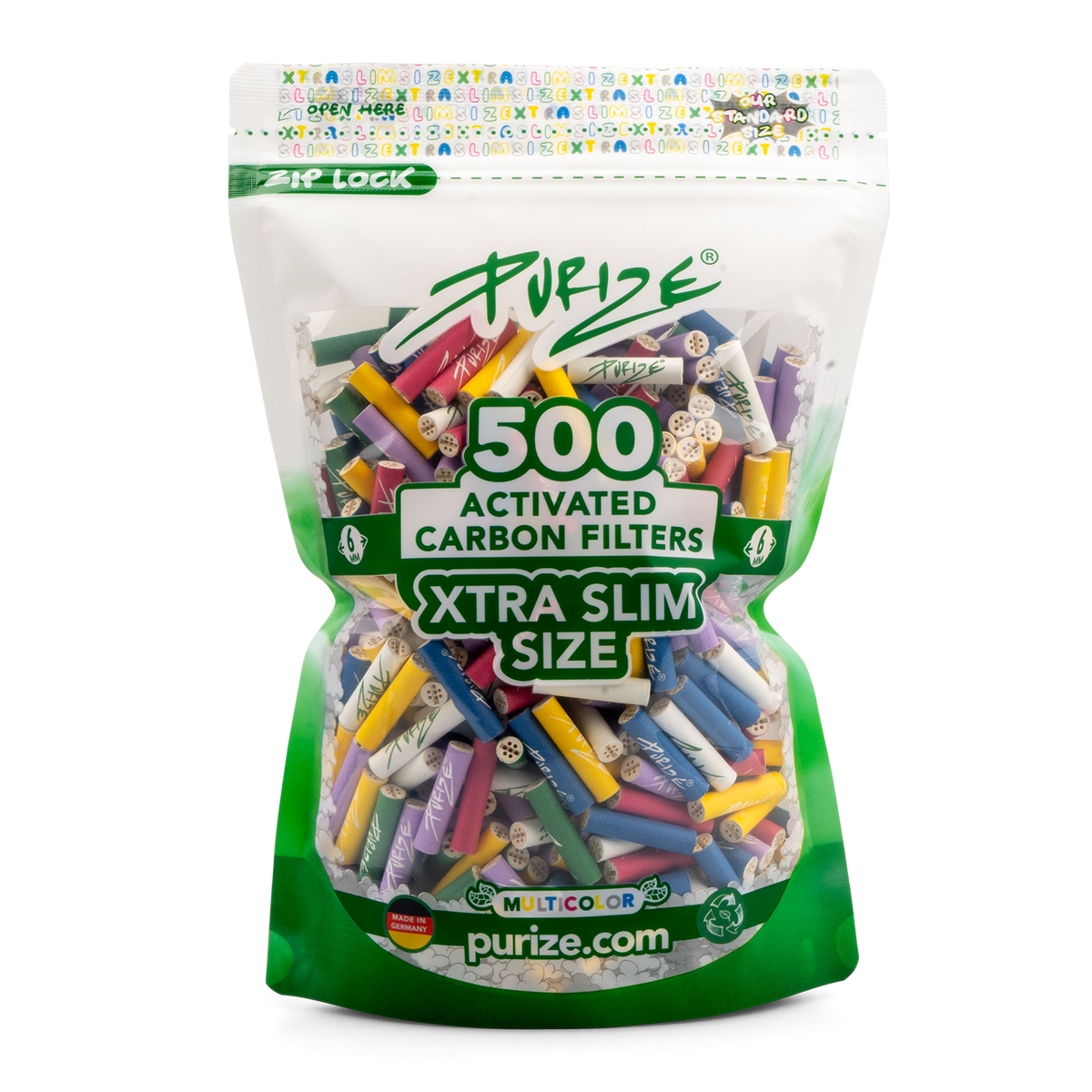 500 PURIZE® XTRA SLIM SIZE AKTIVKOHLEFILTER - Bunt