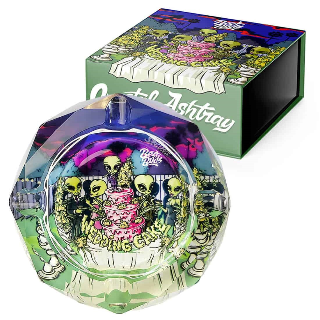 Best Buds Kristall Aschenbecher mit Giftbox Wedding Cake