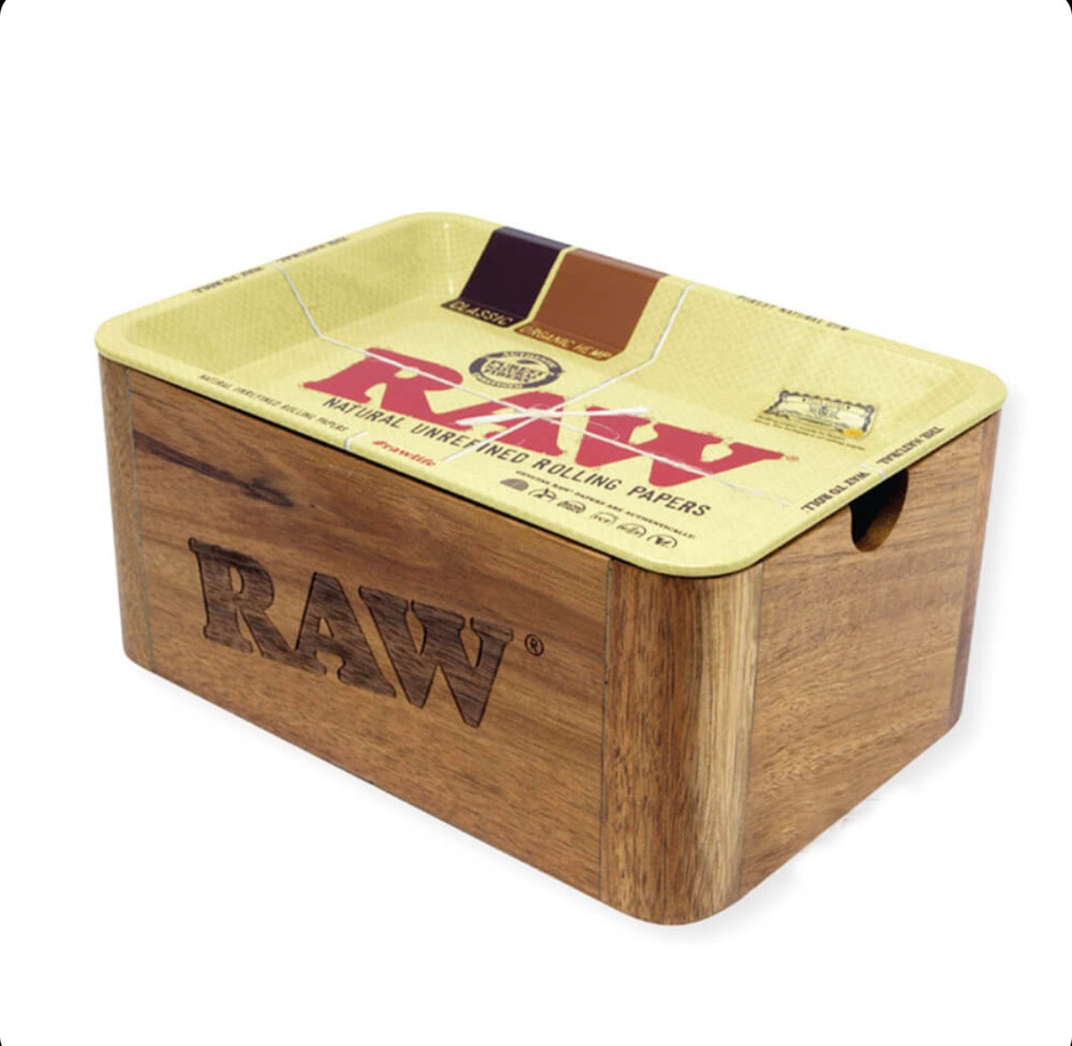 Raw Holzbox mit Rolling Tray