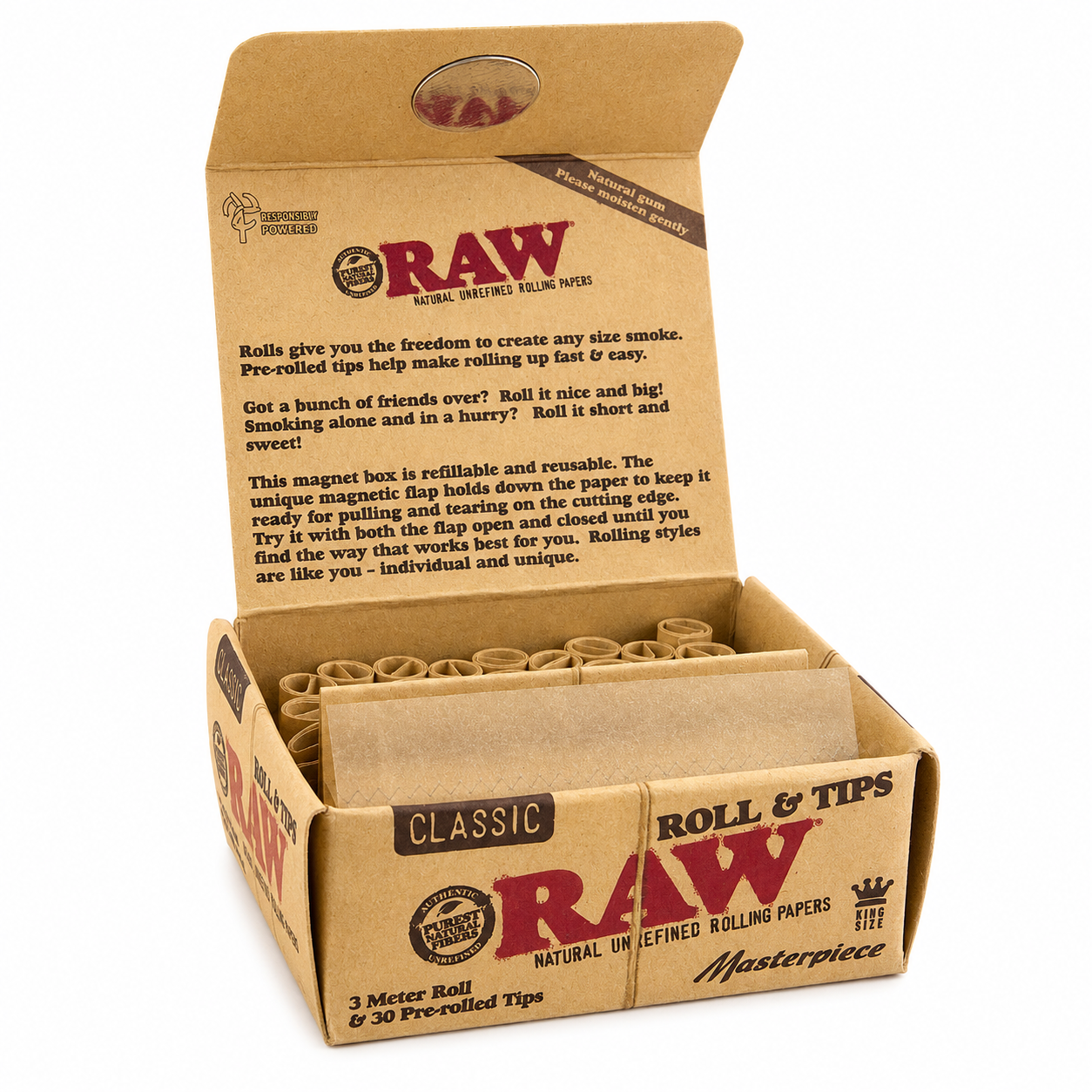 RAW Rolls and Tips 3 meters rolls + pre-rolled tips