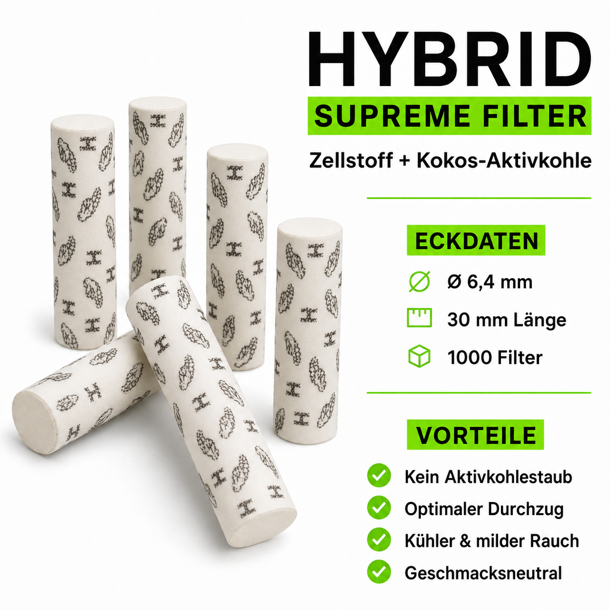 Hybrid Supreme Aktivkohlefilter "Lime" 55er Box