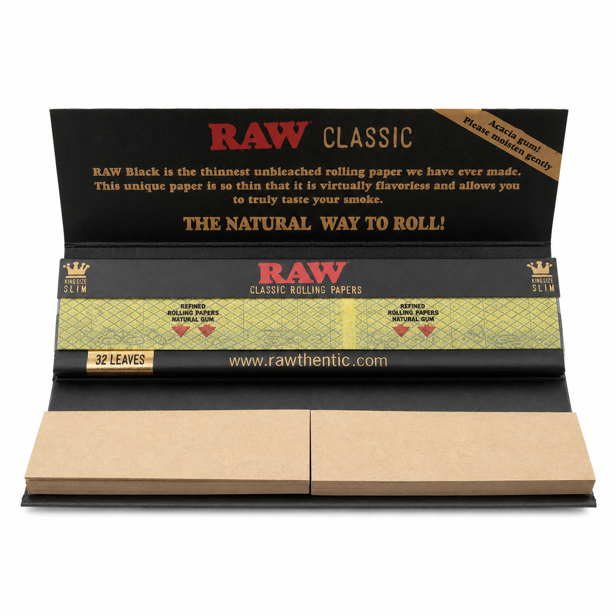 Raw Black Connoisseur Papers King Size Slim á 32 Blatt + Tips