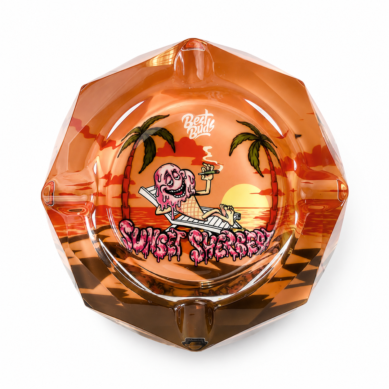 Best Buds Kristall Aschenbecher mit Giftbox Sunset Sherbet